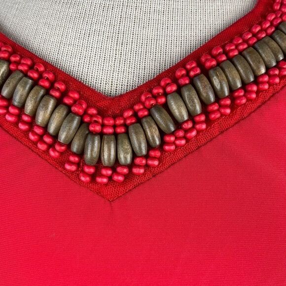 NWT Passports Red V-Neck Tunic Top Size M - Picture 3 of 9